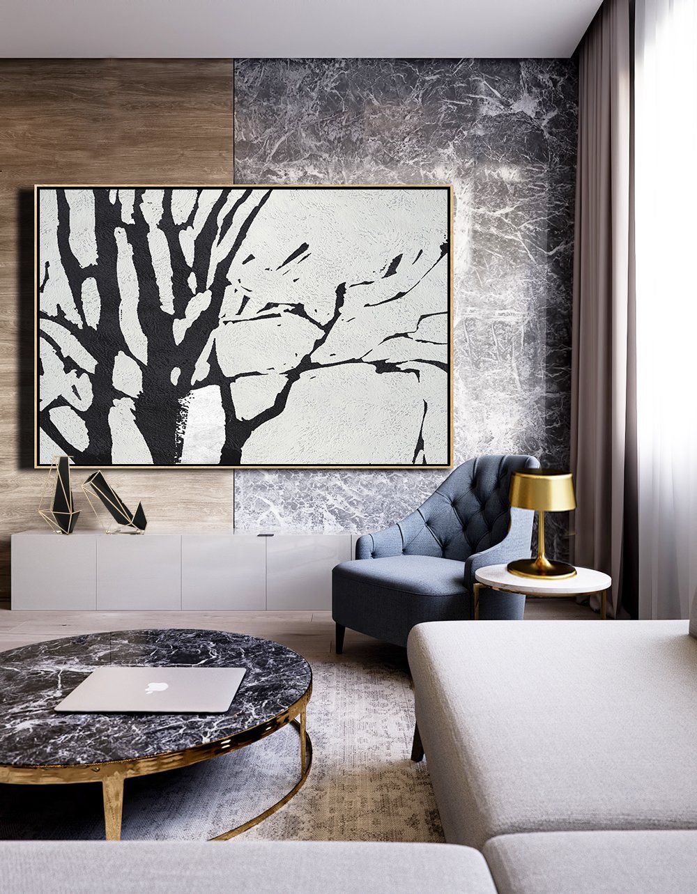 Horizontal Minimalist Tree Art #MN7C - Click Image to Close